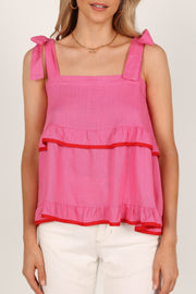 TOPS Louise Ruffle Top - Pink