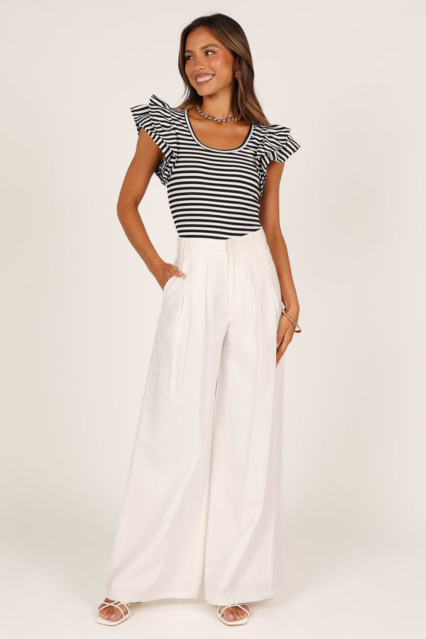 TOPS @Martina Ribbed Top - Black Stripe