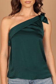 TOPS @Maryanne One Shoulder Top - Hunter Green