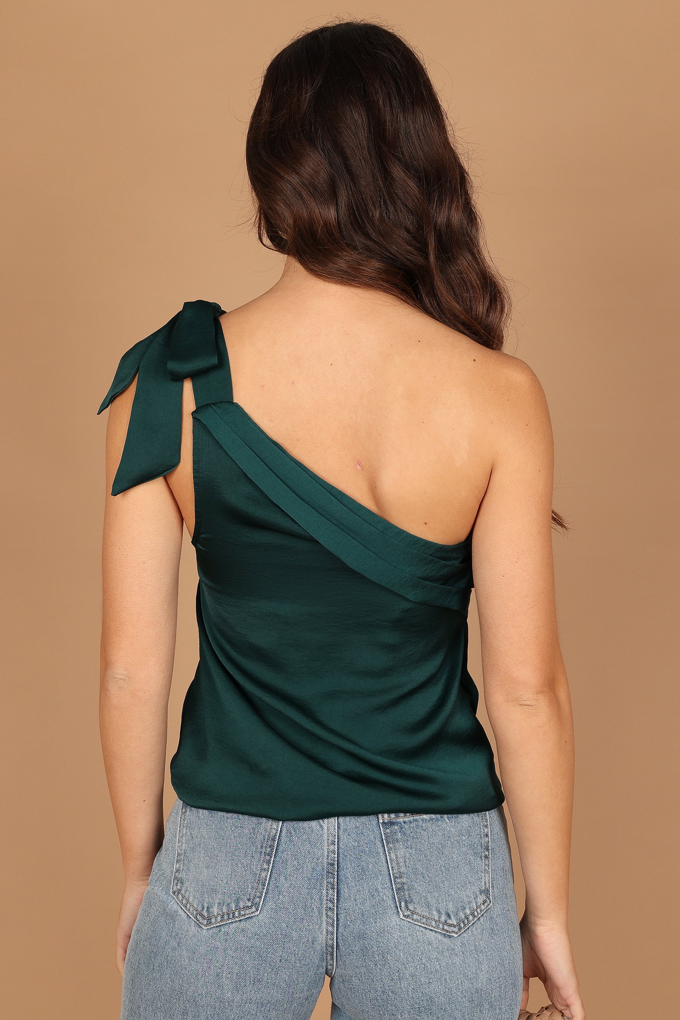 TOPS @Maryanne One Shoulder Top - Hunter Green