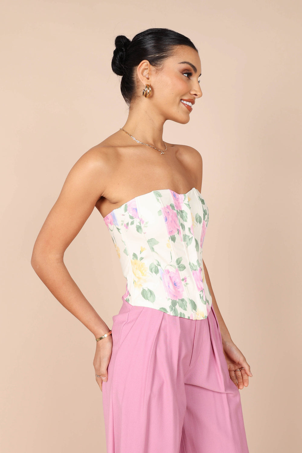 TOPS @Peri Strapless Top - Floral