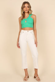 TOPS @Rylie One Shoulder Cropped Top - Green