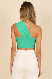 TOPS @Rylie One Shoulder Cropped Top - Green