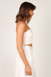 TOPS Rylie One Shoulder Cropped Top - White