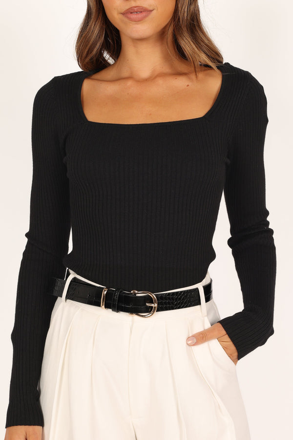 TOPS @Shani Ribbed Knit Top - Black (waiting on bulk)