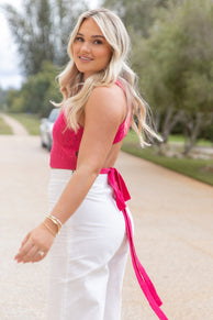 TOPS Sole Crochet Cropped Top - Berry