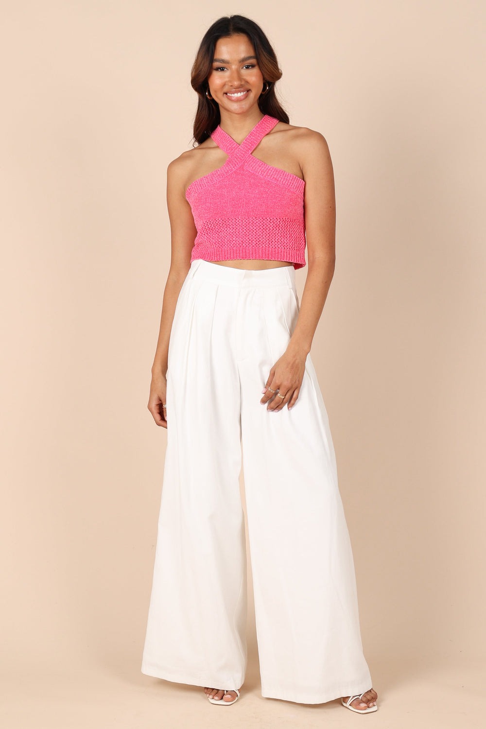 TOPS @Tayla Cropped Halter Top - Pink