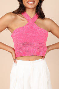TOPS @Tayla Cropped Halter Top - Pink